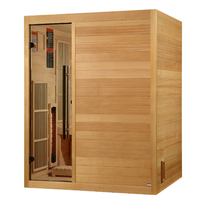 Indoor Soria 3-Person Hybrid Sauna with Full Spectrum IR and Himalayan Salt Bar.