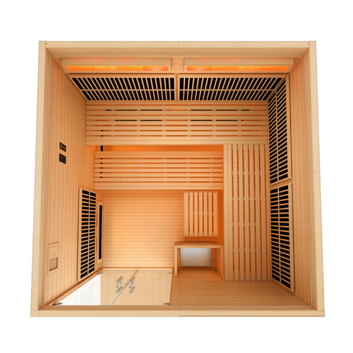 2025 Toledo 6-Person Hybrid Sauna with bronze tinted glass and LED controls.