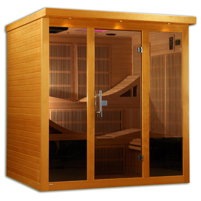 Dynamic Monaco sauna with efficient heating panels and large interior space.