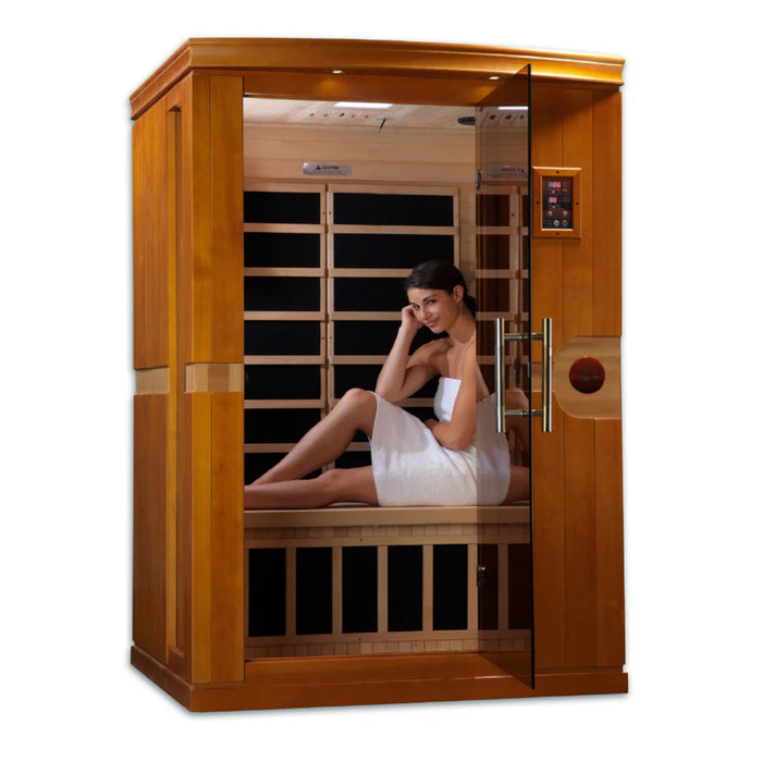 Inside view of Dynamic Venice Elite sauna with Ultra Low EMF panels.