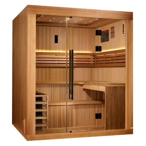 Osla Edition sauna with Canadian Red Cedar and Pacific Clear Cedar construction.