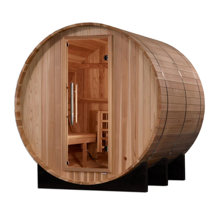 Pacific Cedar wood construction in Golden Designs Arosa 4 Person Sauna.