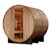 Outdoor 4 Person Sauna featuring touch screen control and lighting.