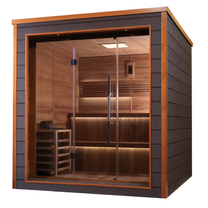 6 Person Traditional Sauna with Canadian Red Cedar and Chromotherapy.