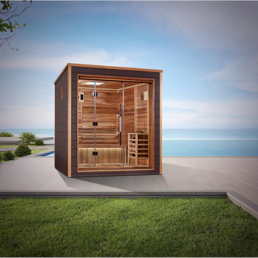 3 Person Traditional Sauna with all-natural Canadian Red Cedar interior.