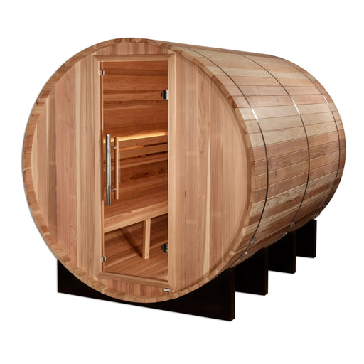 Golden Designs Klosters 6 Person Barrel Sauna with Pacific Cedar.