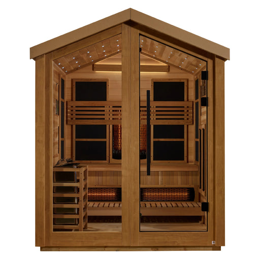 3 Person Outdoor Sauna with Full Spectrum IR and traditional stove.