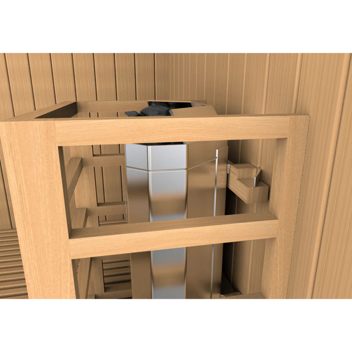 Compact and relaxing Golden Designs sauna for home or renovation.