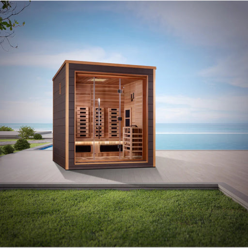 Canadian Red Cedar interior in Golden Designs Visby 3 Person Sauna.