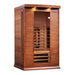 Maxxus sauna featuring exterior accent lighting and interior Chromotherapy.