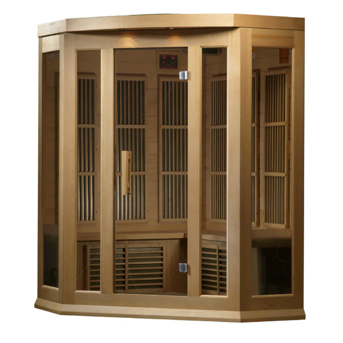 Maxxus 3-Person Corner Low EMF FAR Infrared Sauna Canadian Hemlock