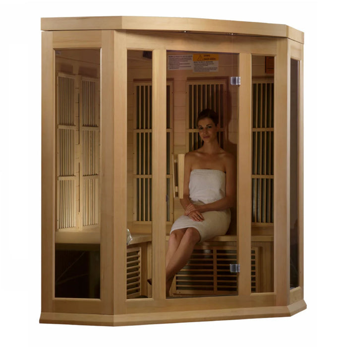 Maxxus 3-Person Corner Low EMF FAR Infrared Sauna Canadian Hemlock