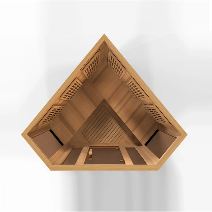 Reforested Canadian Red Cedar Maxxus Corner sauna available at Next Wellness Revolution