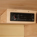 Maxxus 3-Person sauna with FM station and built-in speakers.