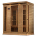 Maxxus sauna with bronze-tinted glass, accent lighting, and touch controls.