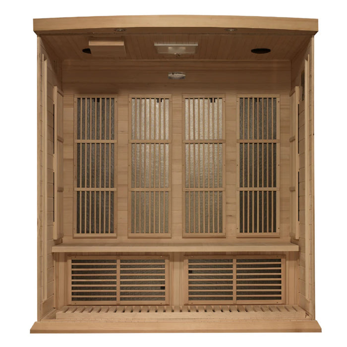 Maxxus sauna with efficient FAR infrared heating and built-in speakers.