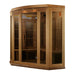 Canadian Red Cedar Maxxus sauna with Chromotherapy lighting and privacy glass.