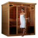 Eco-friendly Monaco 6-person PureTech Near Zero EMF FAR Infrared Sauna with Canadian Hemlock construction and Bluetooth speakers.